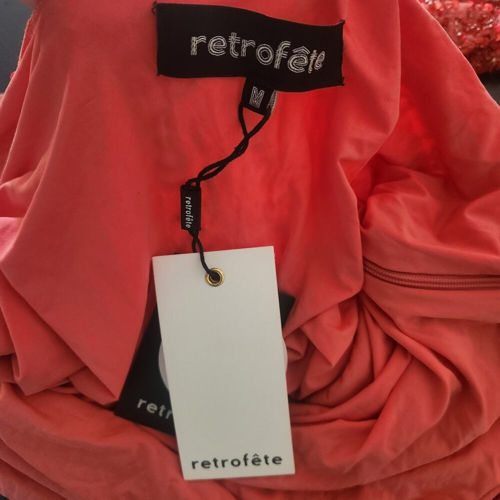 Retrofete Esme Dress in Calypso Coral Sequin Beaded Medium NWT Sleeveless - Picture 10 of 12